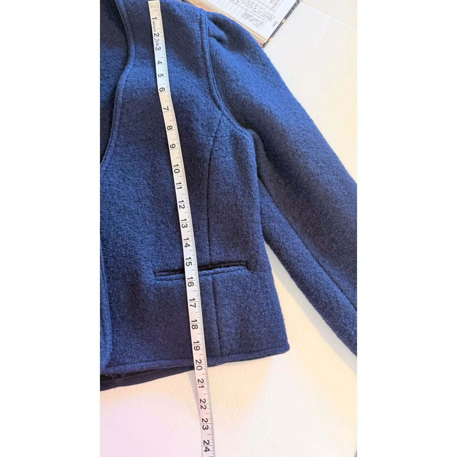 Allen Lolly Vintage Virgin Wool Navy Blue Button Down Jacket‎ Women's Size 10 - Image 6