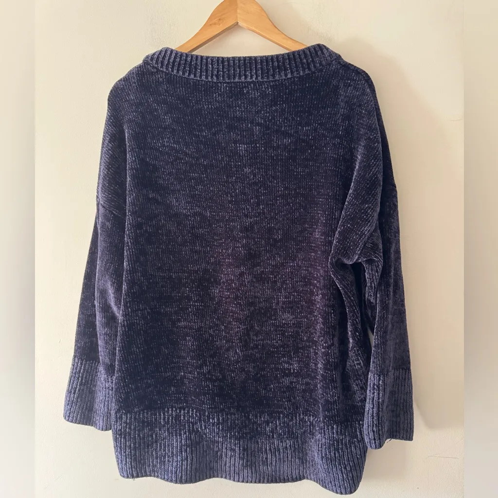 Zara Navy Blue Chenille Chunky Knit Oversized Sweater - Image 6