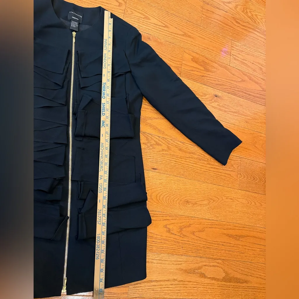 Doncaster Collection Black Ruffle Coat Dress – Size 10 – Structured Couture - Image 5