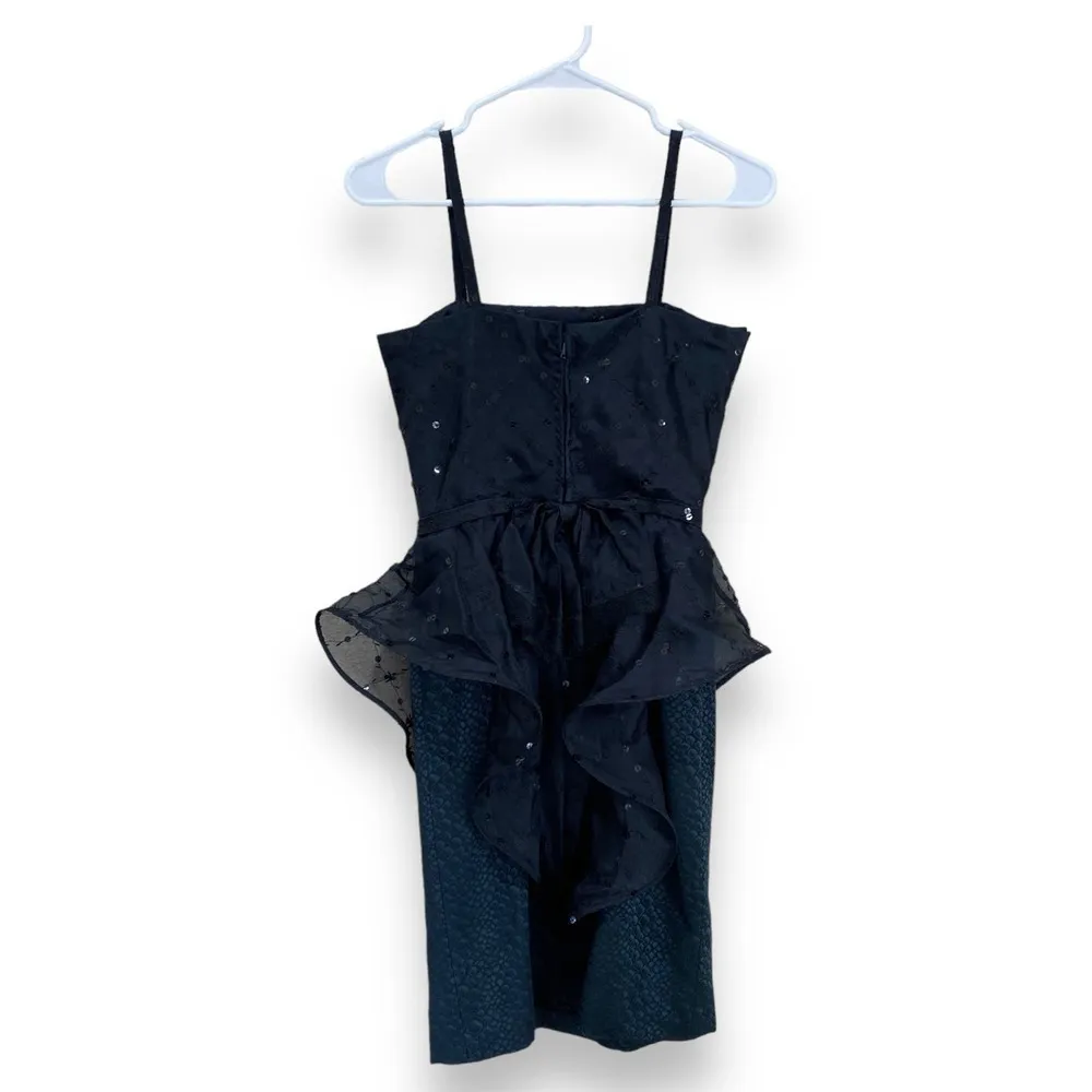 Vintage 1980s Dress Andre Laug Roma Italy Haute Couture Size 2 Black Ruffle - Image 2