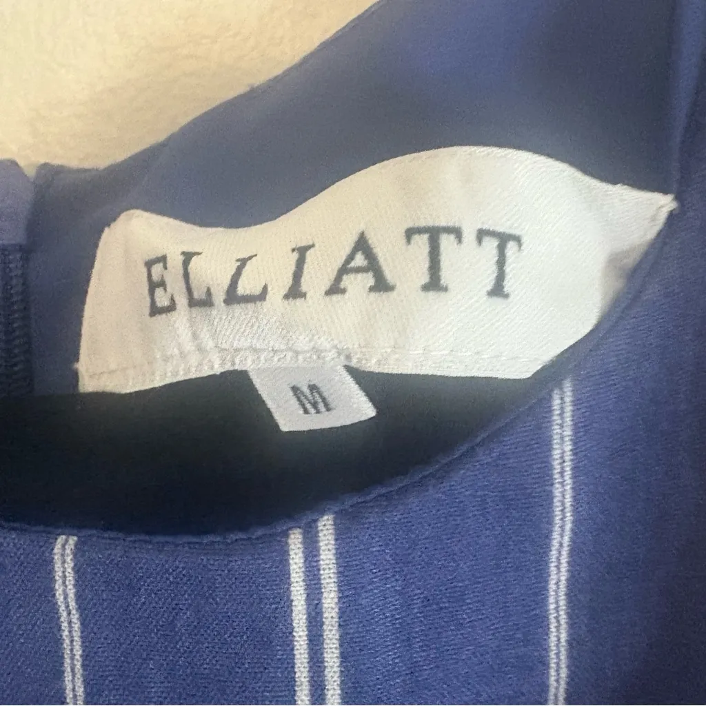 Elliatt Blue Stripe‎ Cold Shoulder Ruffle Top Size M Rayon Blend Lined Blouse - Image 2