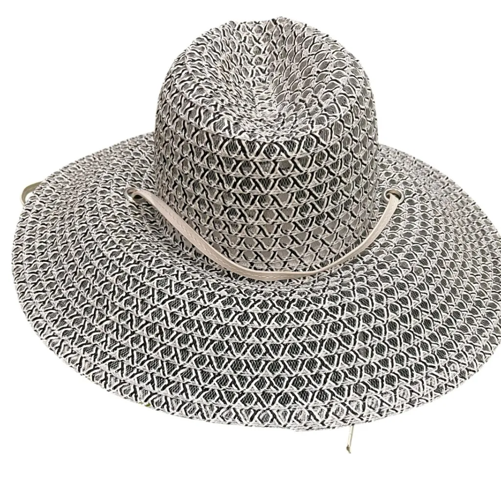 Open Edit Structured Straw Sun Hat  Wide Brim Geometric Weave - Image 5