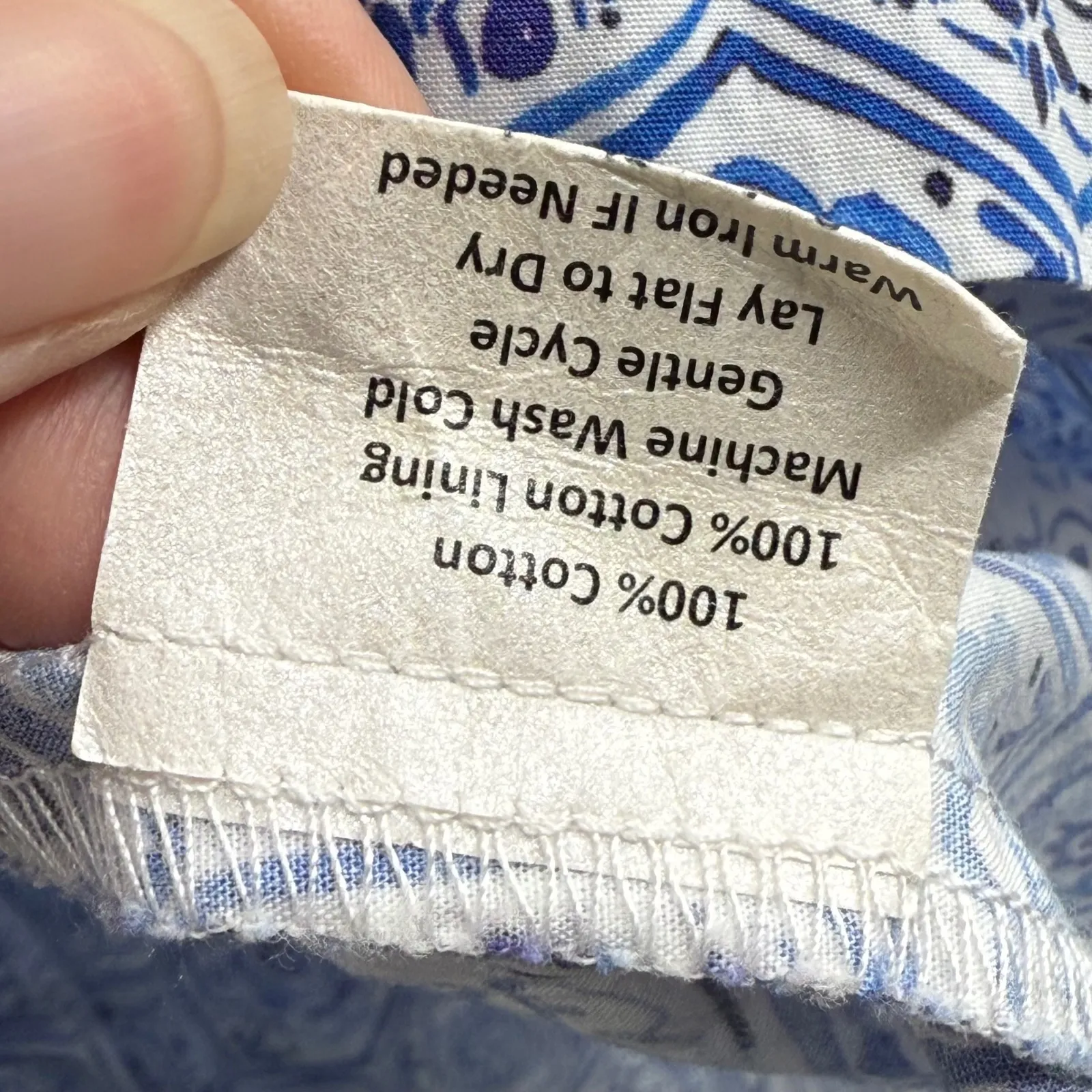 Sara Campbell Women's Maxi Dress Small Blue White Tile Print Cotton‎ USA Made - Image 7