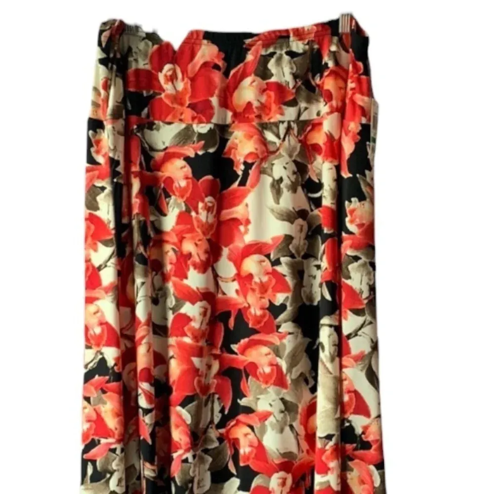 JM Collection women's size large floral maxi, orange, black and cream, n… - Image 2