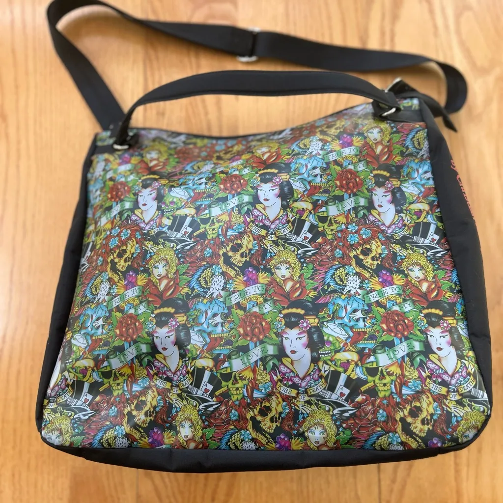 Ed Hardy by Christian Audigier Large Black Tote Geisha Girl True To My Love - Image 4