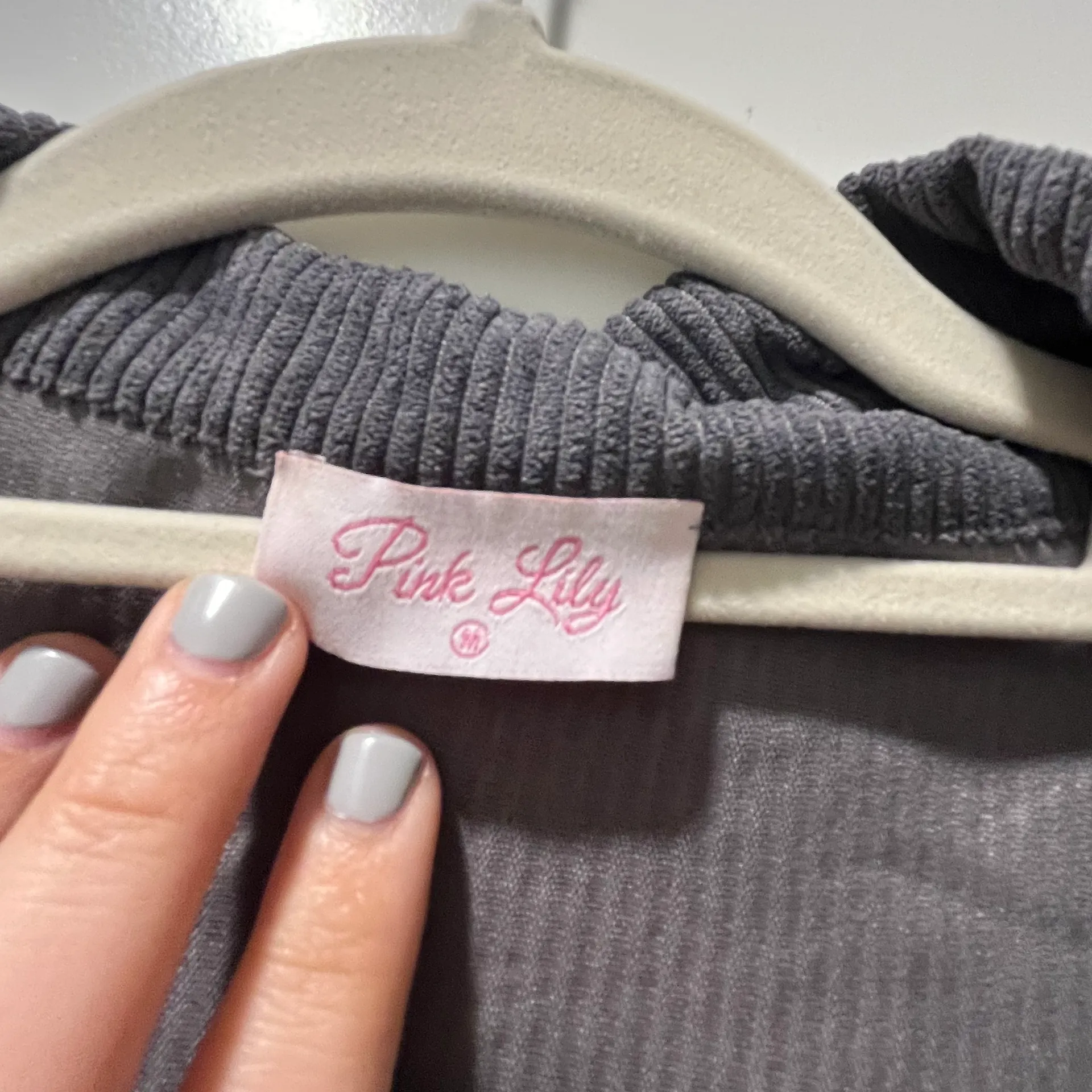 Gray Corded Corduroy Peplum Shacket Size Medium - Image 5