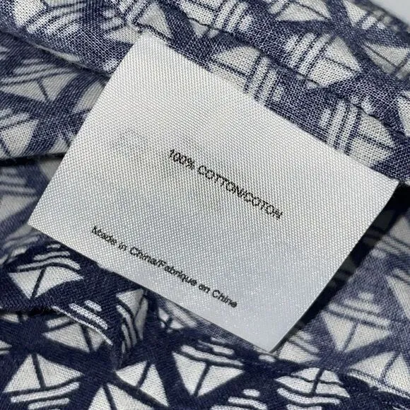 Tory Burch Blouse Top‎ Blue White Square Signature T Cotton Shirt Size 4 - Image 7