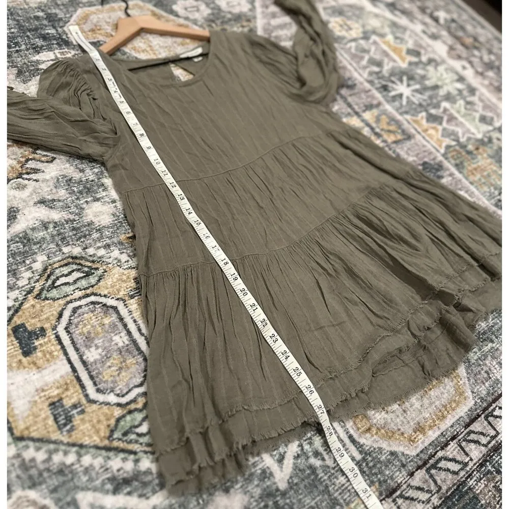 American Eagle  Green Long Sleeve Tiered Top - Image 9