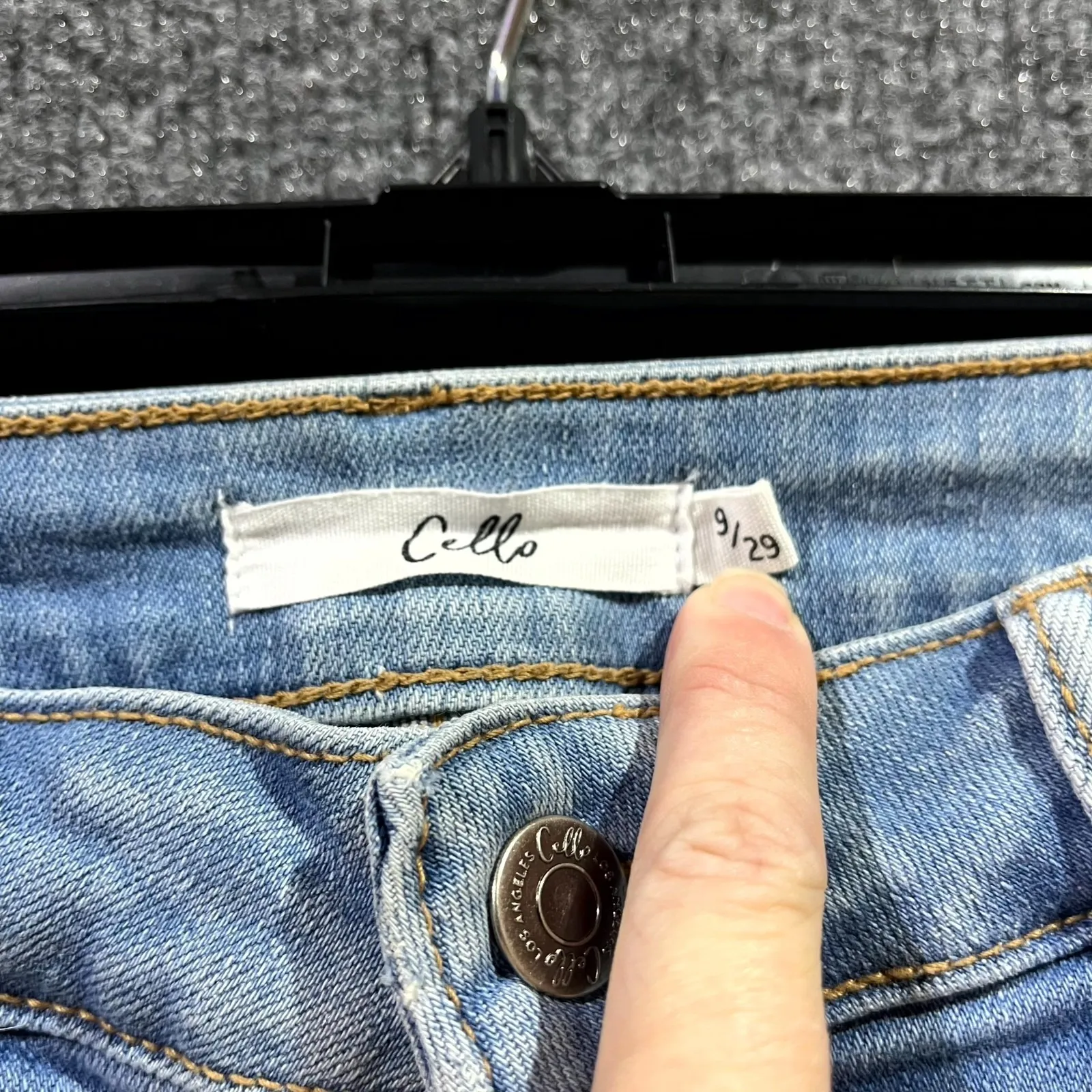 Cello Skinny Jeans Womens 9/29 Blue Denim Cotton Stretch Distressed Frayed Hem - Image 4