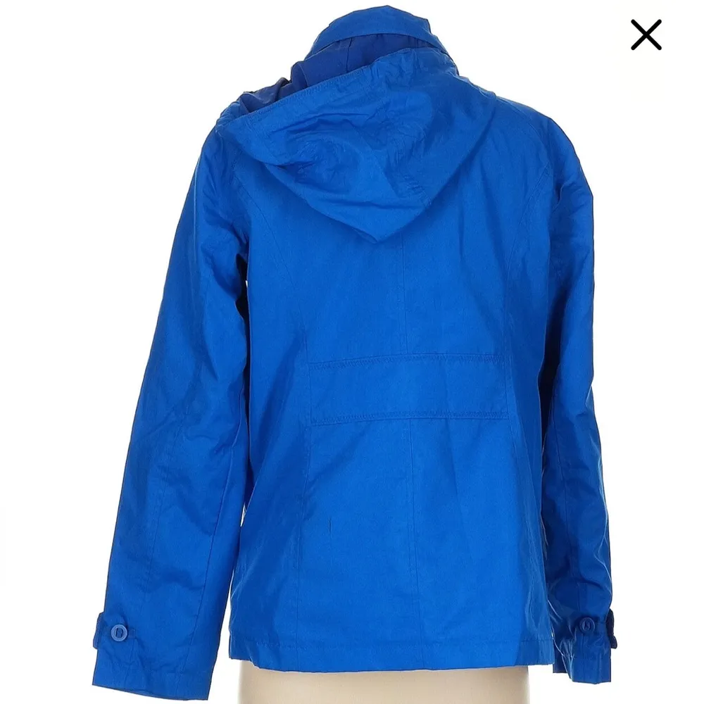 Lands’ End Rain Windbreaker Hooded Royal Blue Jacket Women’s Size XS (4 - Image 10