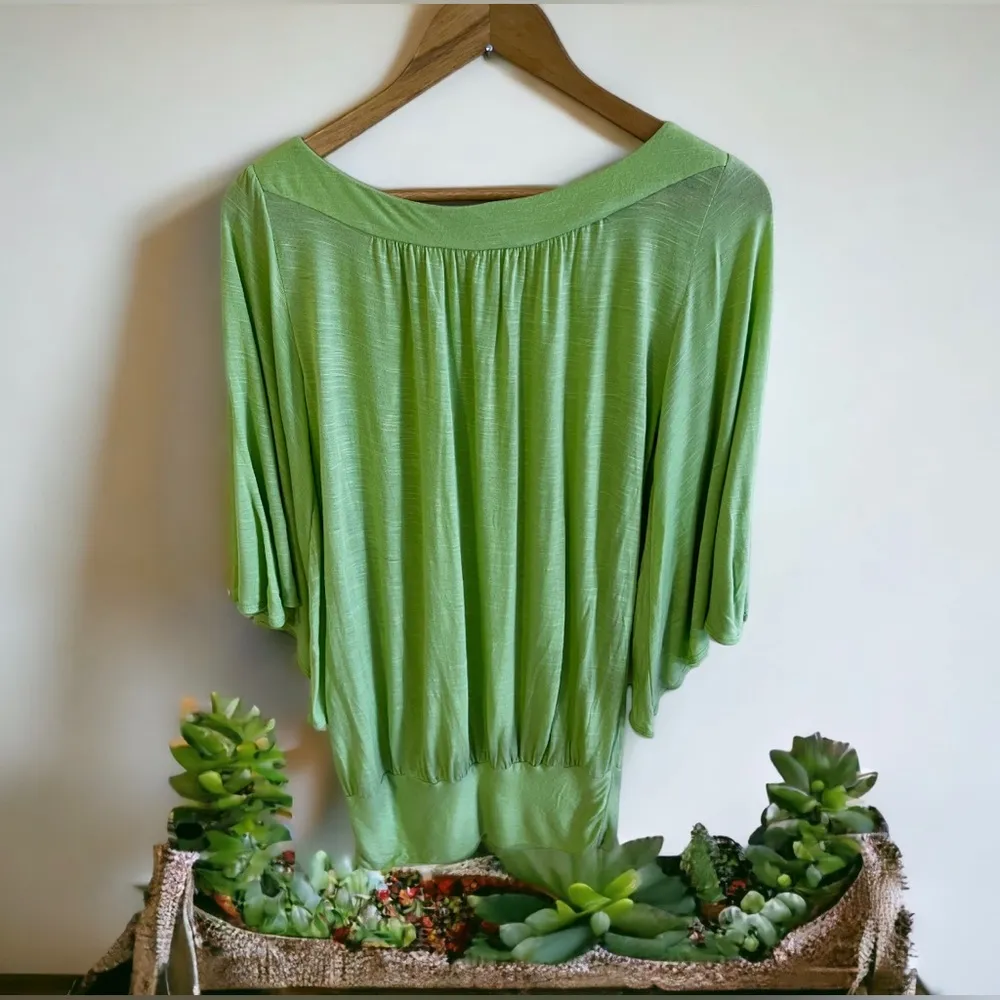 Rampage Long Sleeve Tunic - plus Size S. Lightweight wide sleeve kimono green - Image 4