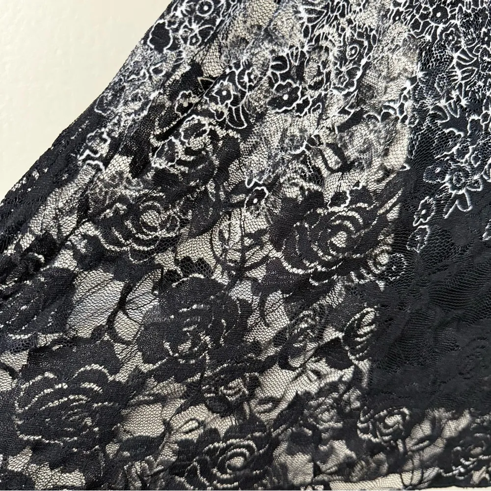 Y2K Sheer Lace Plus Size Black Tunic Top 1X Boho Feminine Floral Festival New - Image 13