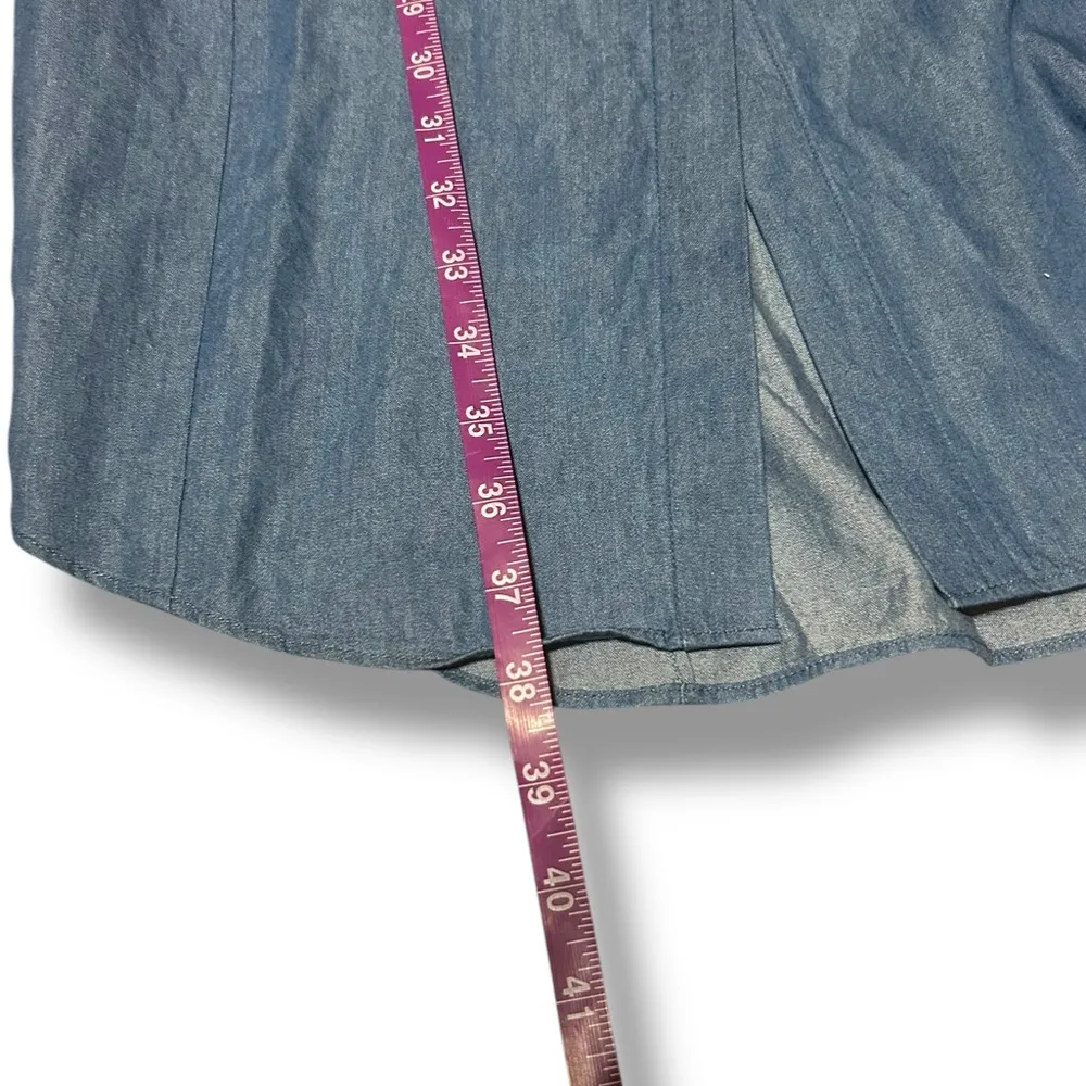 Halston Heritage Pintuck Chambray Shirt Dress Denim Blue Size 2 Coastal Cowgirl - Image 8