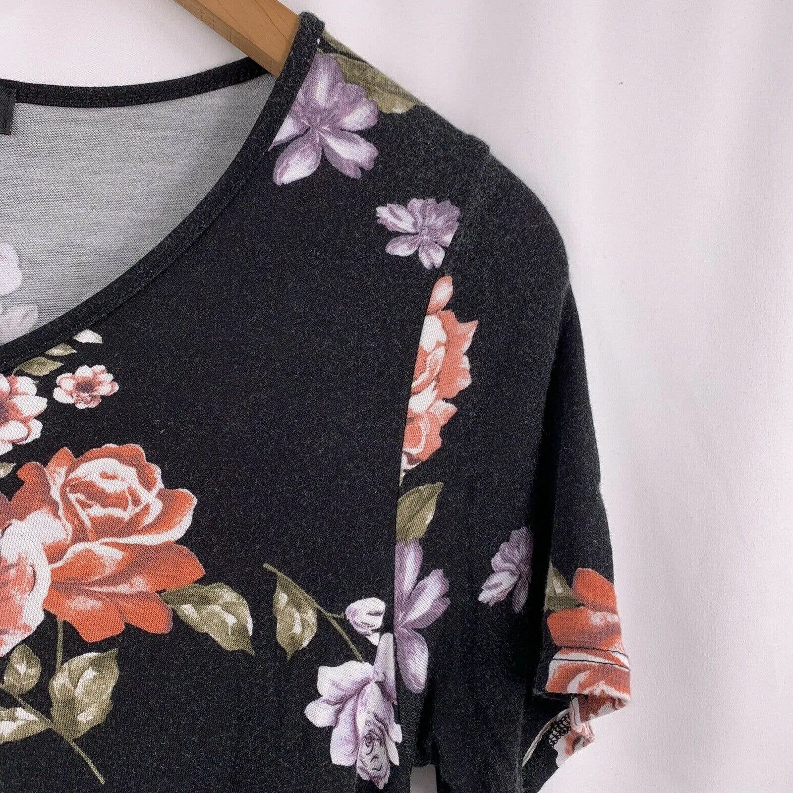 US AII.F.Y Fashion Black Scoopneck Dress Floral‎ S - Image 3