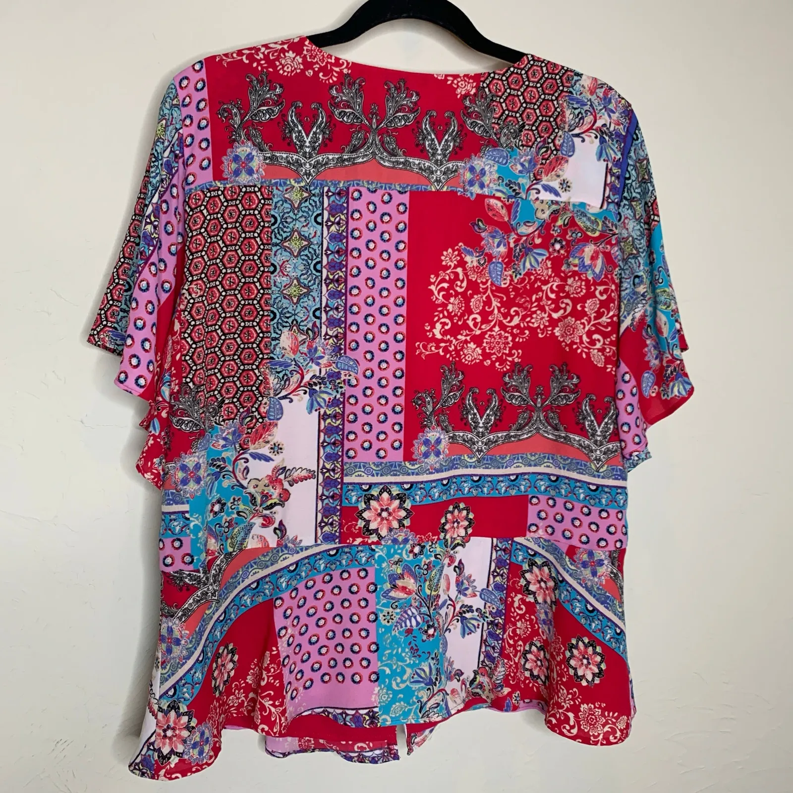 Chico's Bright Flowy Peplum Top Sz 2  12/14 - Image 6