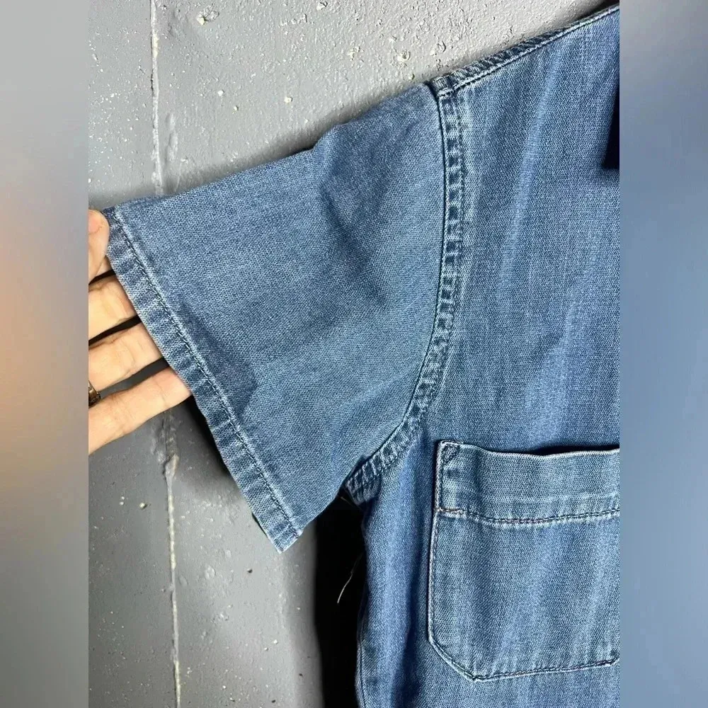 River Island denim drawstring romper.  Size 6 - Image 5