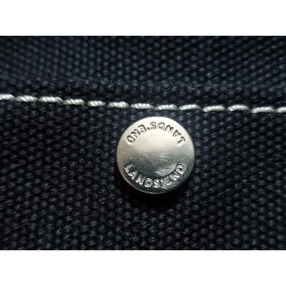 Lands’ End Canvas Pouch‎ Makeup Toiletry Bag Kit Black Embroidered Earth 6"x4" - Image 3