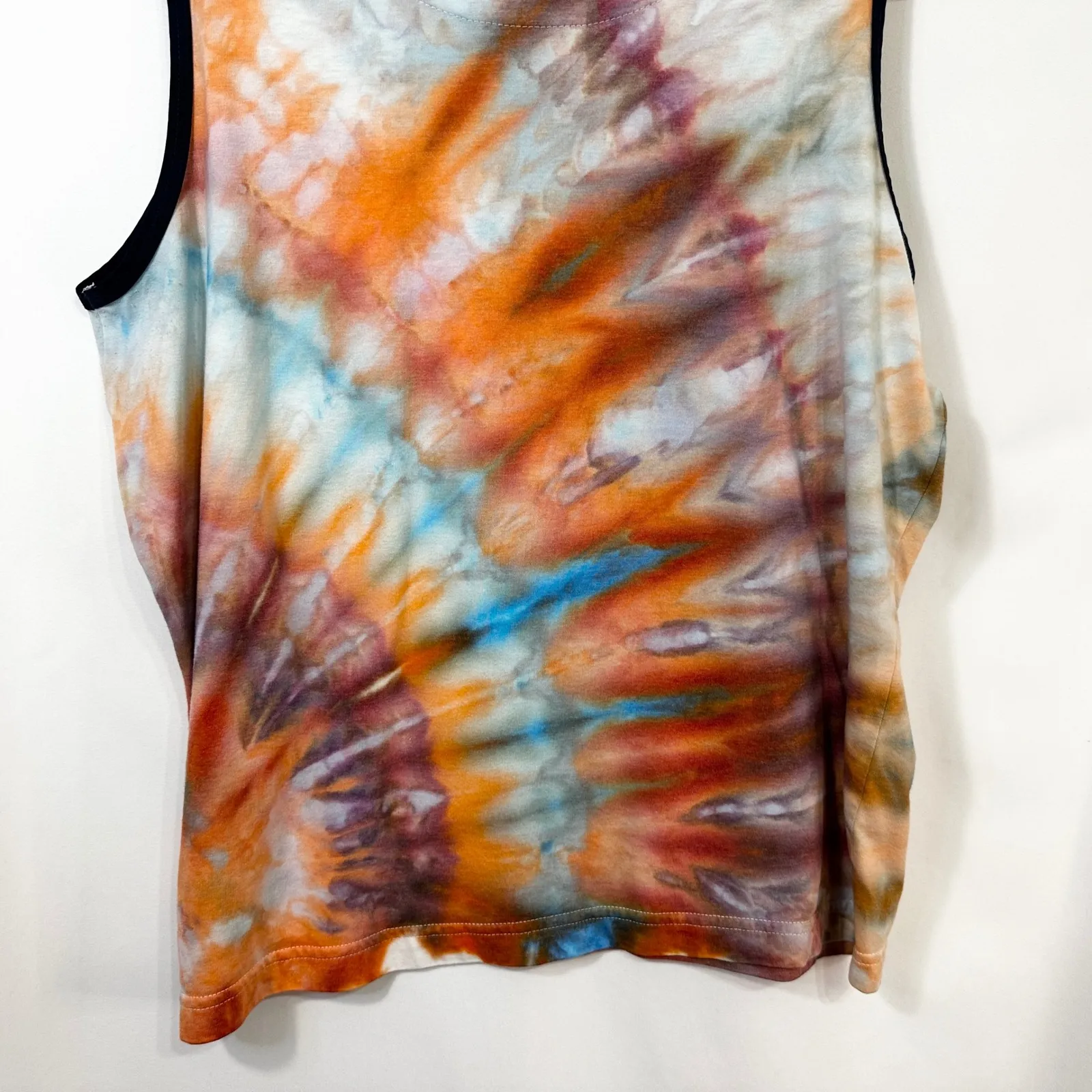 Wimbledon Large Tank Top Handmade Tie Dye Sleeveless Tennis Embroidered Logo 846 Orange - Image 10