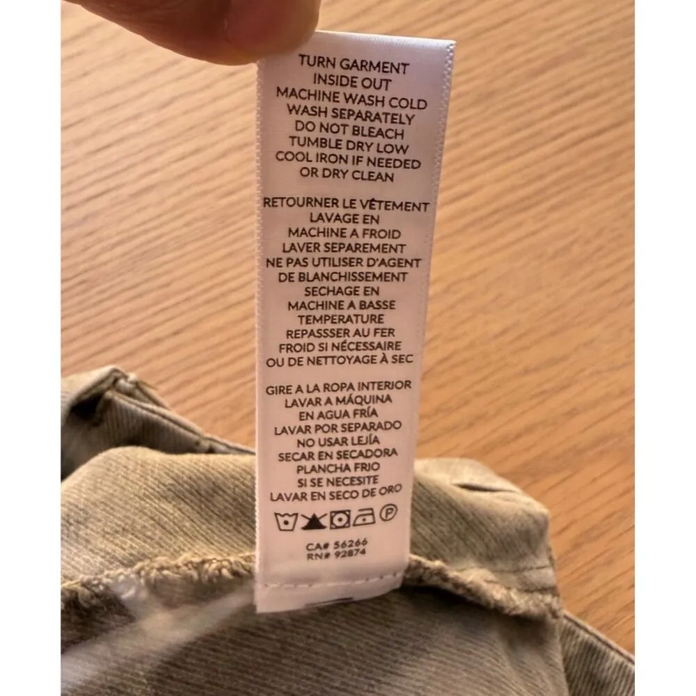 Splendid Large Sage Denim Button-Front Romper W/ Adjustable Straps & Pockets L - Image 4