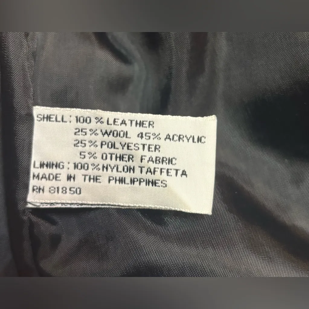 Vtg Women Brandon Thomas 90's Patchwork Leather Wool Blend Jacket Size 16M Plaid Multiple - Image 4