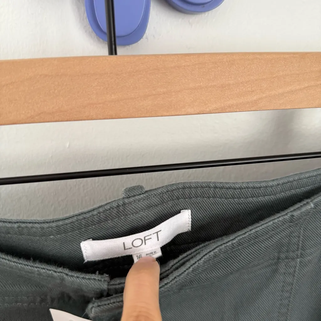 Loft 16 NEW Wide Leg Ankle High Waist Pants Seafoam Cotton Casual Spring - Image 4