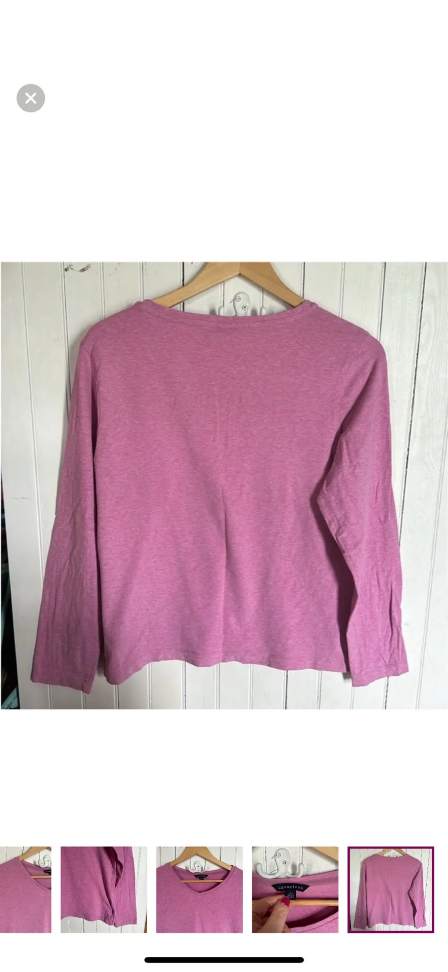 Lands' End Long Sleeve T-Shirt Pink Size L - Image 6