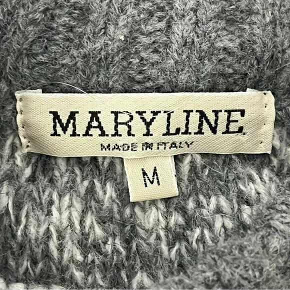 Maryline Italian Wool Blend Cardigan Sweater Fair Isle Gray Women Size Medium - Image 6