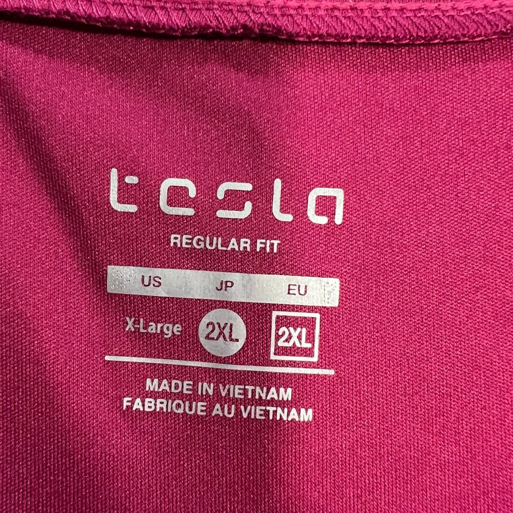 Tesla T Shirt Women's Fitted 2XL Raspberry V Neck Spell Out Chest Short Sleeve - Image 3