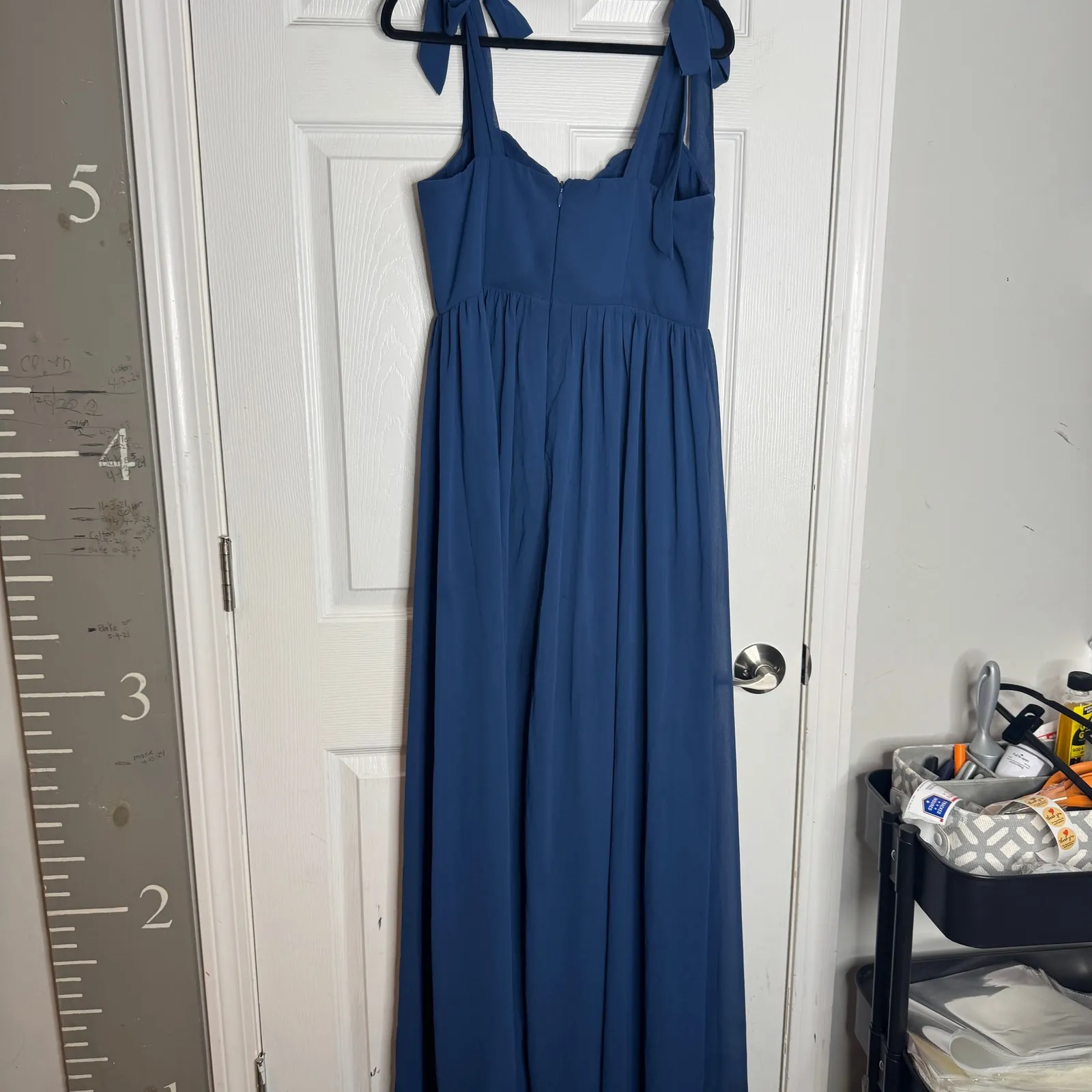 LULU'S Radiant Charisma Blue Chiffon Tie Striped Maxi Dress Size L Size L - Image 5