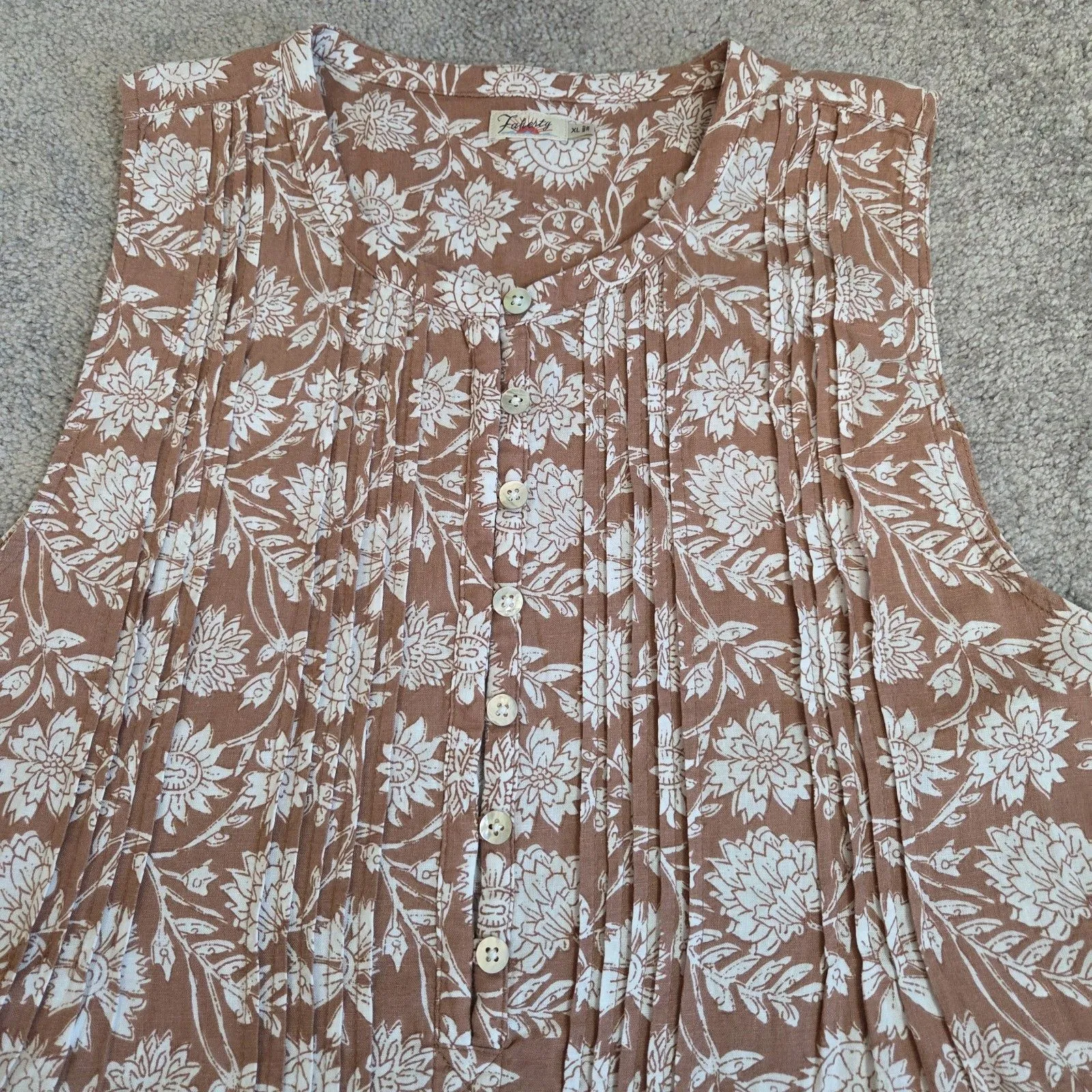 Faherty Isha Sleeveless Dress Boho Cottagecore Dreamer Floral Linen Women's XL - Image 6