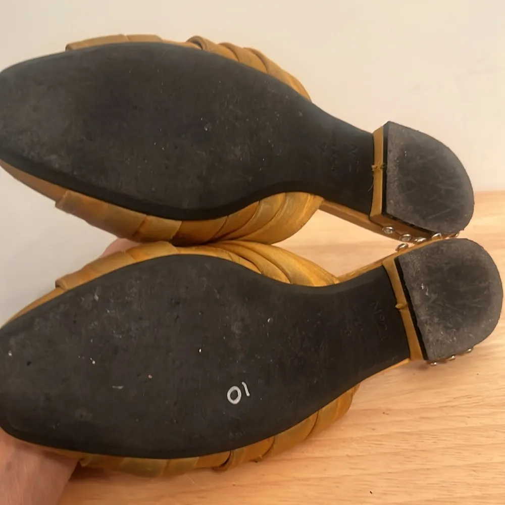 No21 satin knot Mustard yellow mule with rhinestones Pink Size 6 - Image 9