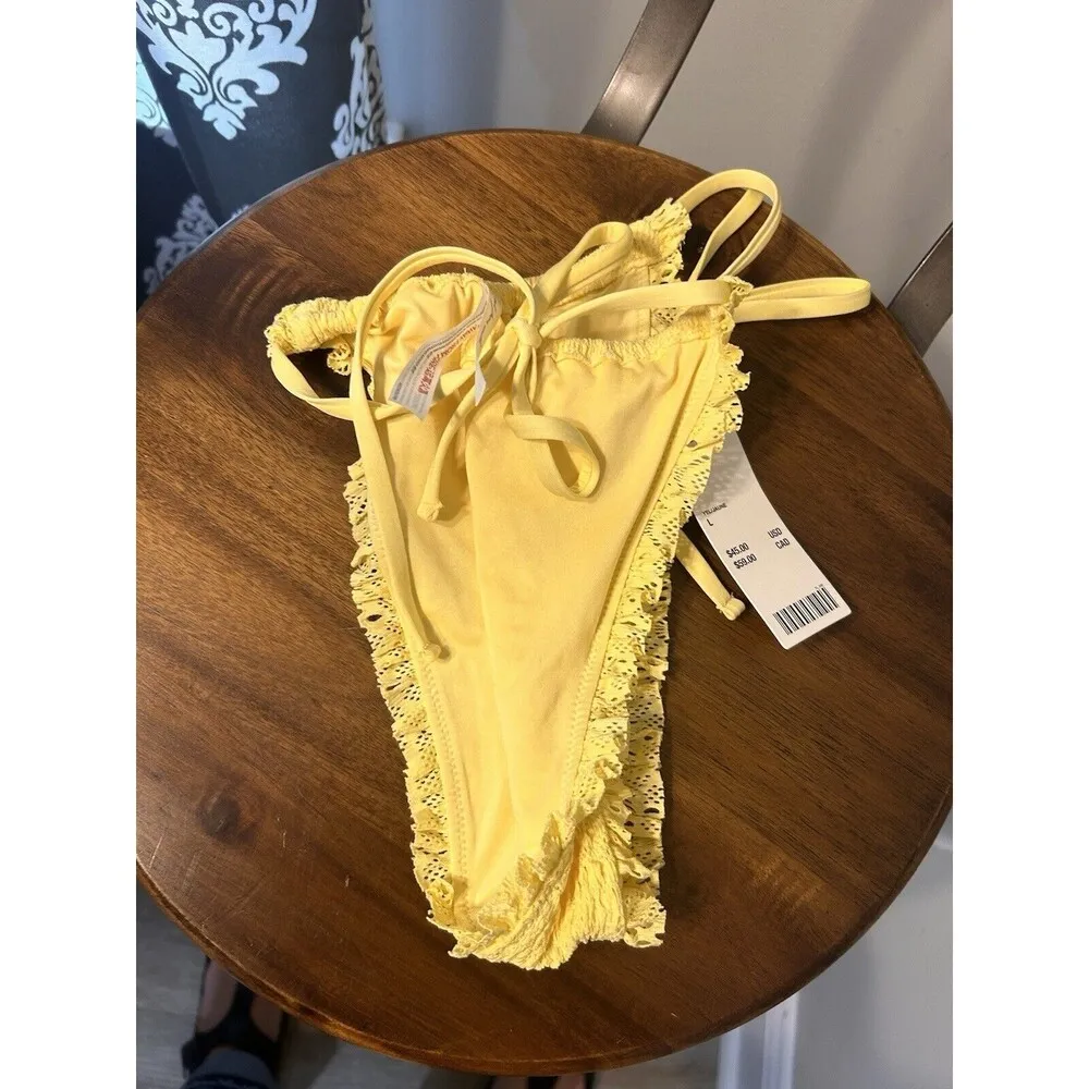 New Urban Outfitters Bikini Bottom Women’s Size Large Yellow Swimsuit High Cut - Image 2
