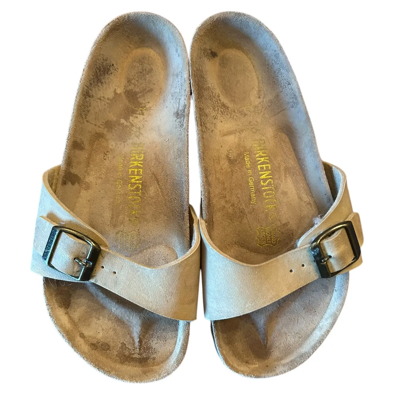 BIRKENSTOCK Women's Madrid Sandals EU 36 US 5 5.5 Tan Birko Flor Single Strap - Image 3