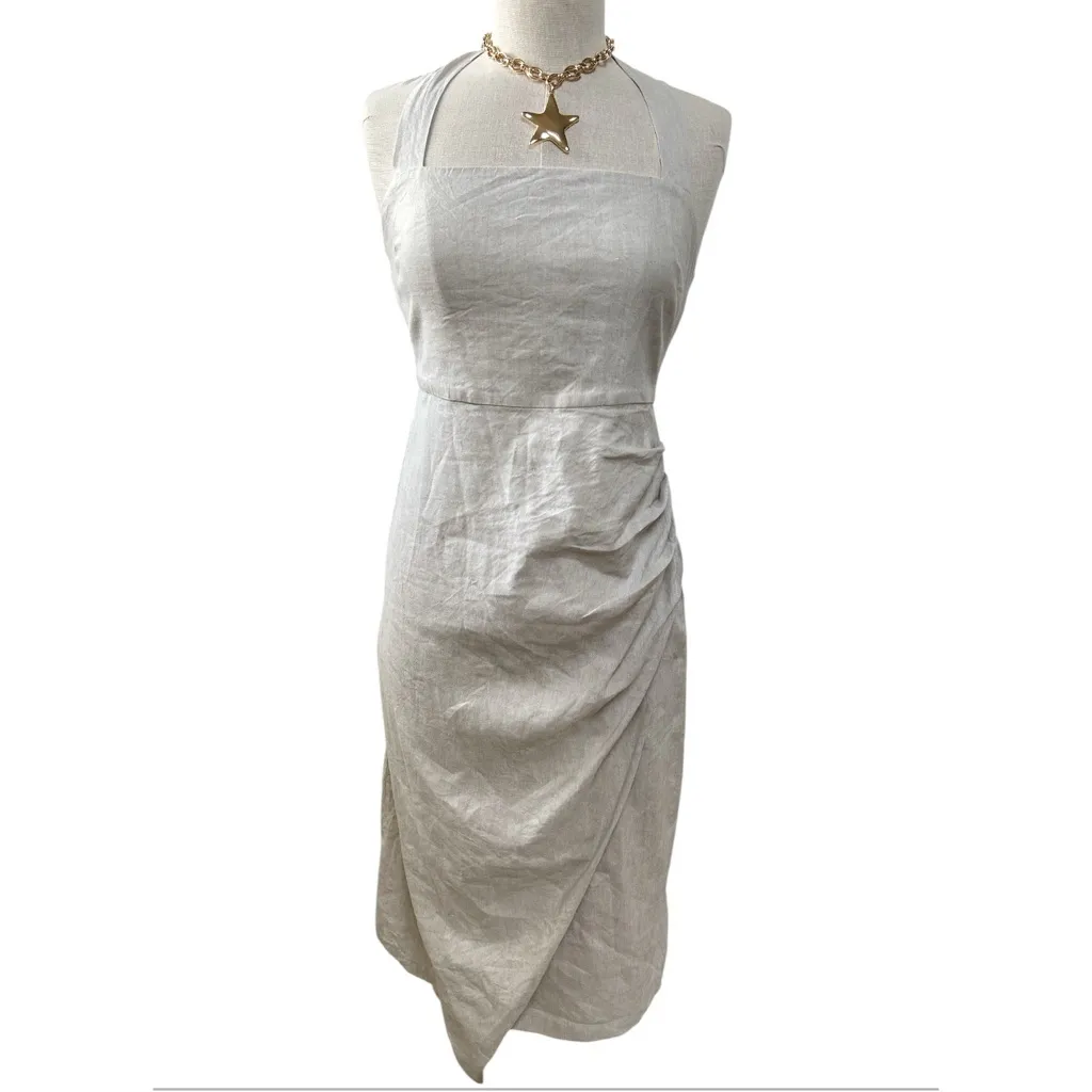 Modern Citizen Mira Linen Halter Square Neck Midi Dress in Off White Medium EUC - Image 3