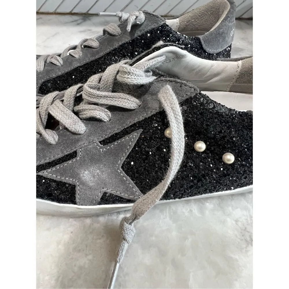 Golden Goose  Superstar Suede Glitter Sneakers Size 6 - Image 8