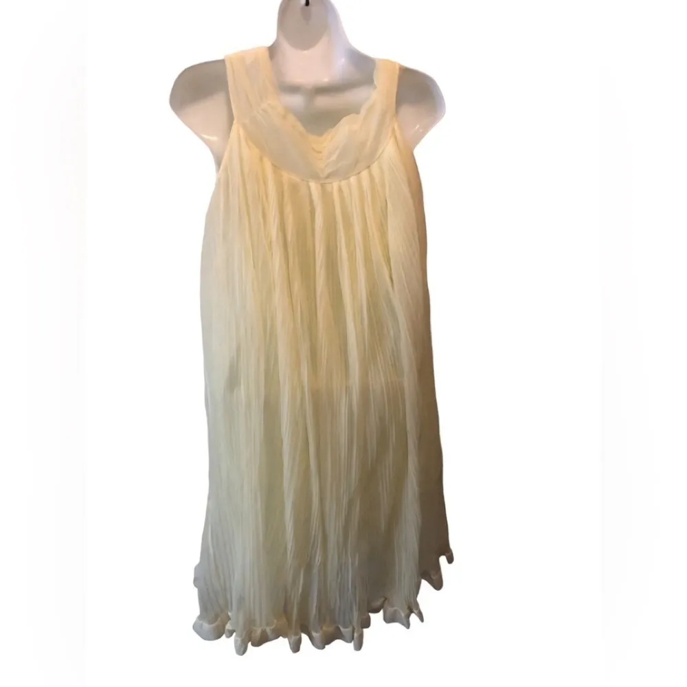 VTG 60’s Evette Lingerie Pleated Babydoll Nightie S Sleeveless Yellow Coquette - Image 3