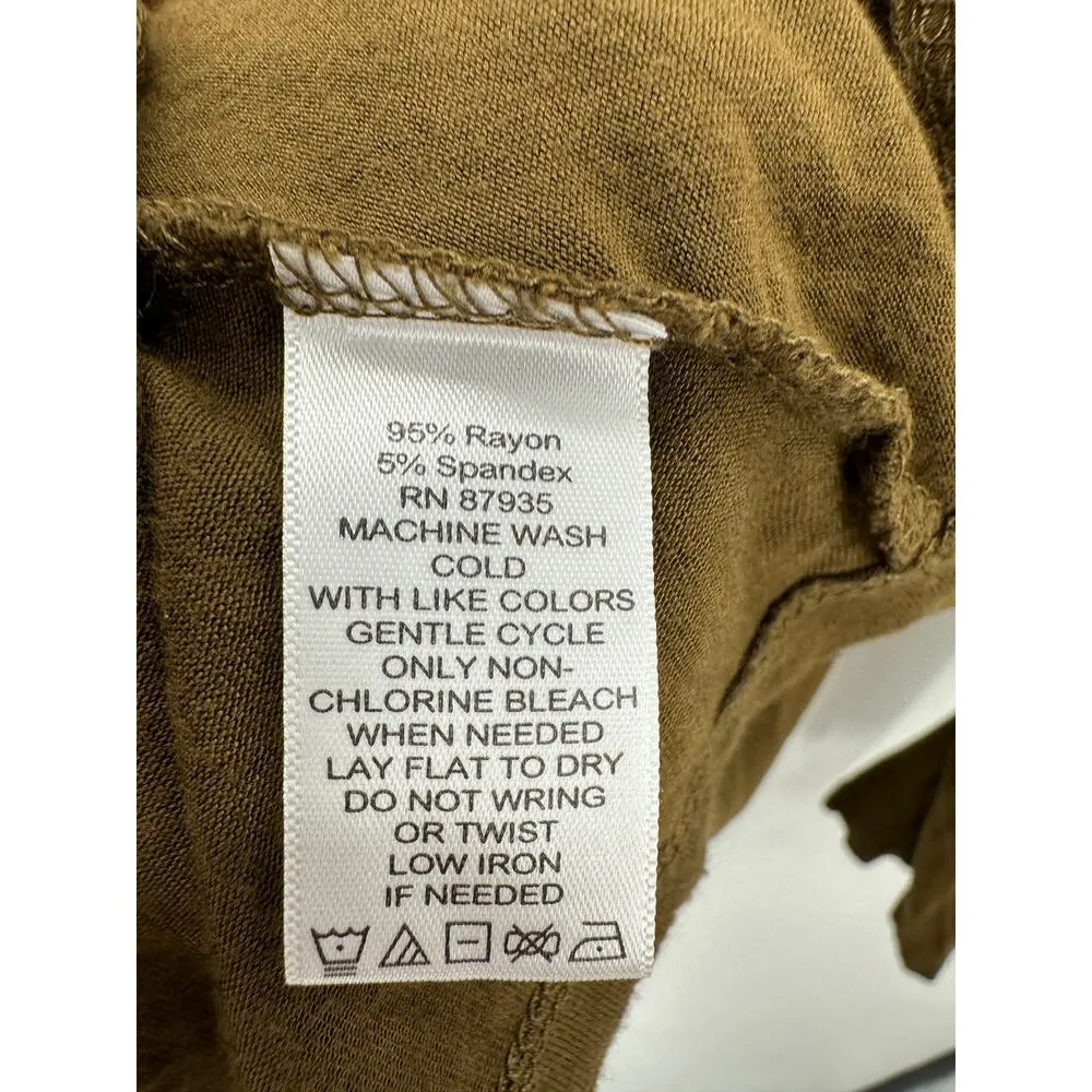 LOGO Lori Goldstein Top Women LARGE Olive Green V-Neck Long Sleeve Tunic - Image 7