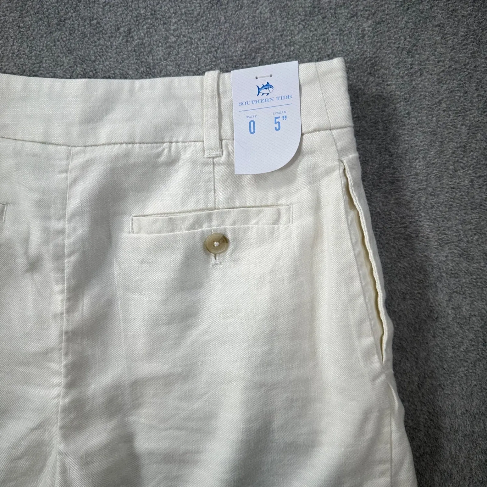 Southern Tide Jacey Twill Shorts Size 0 Sand White 5" Inseam Pleated Cuffed New - Image 8