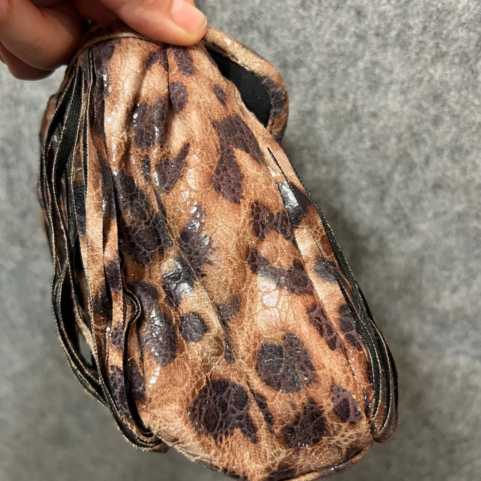 Chico's Animal Print Crossbody Bag Chain Strap Purse Faux‎ Leather Fringe - Image 9