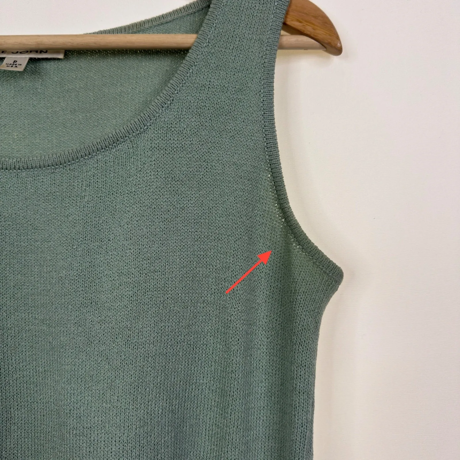 ST JOHN Petite Knit Tank Top Green Sleeveless Scoop Neck Women Size S - Image 6