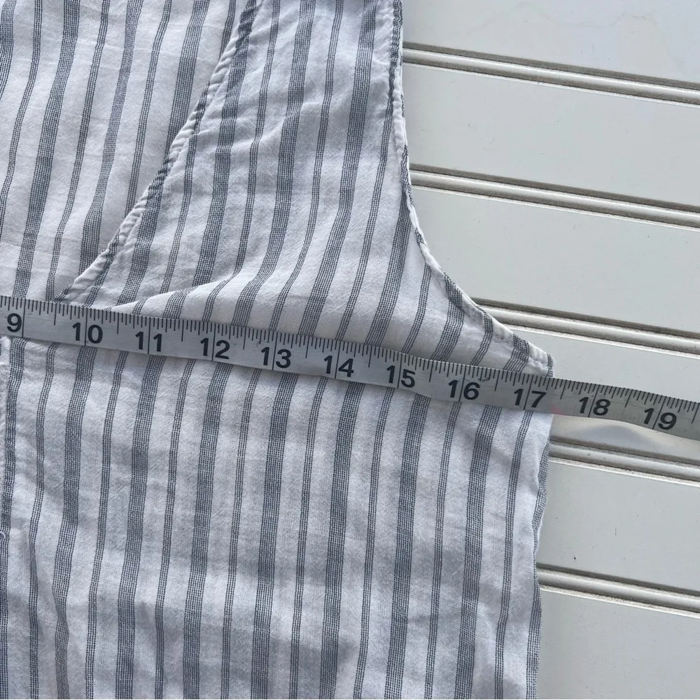 ZARA BASIC Womens Striped Ruffle V Neck Sleeveless Top Size S White - Image 7