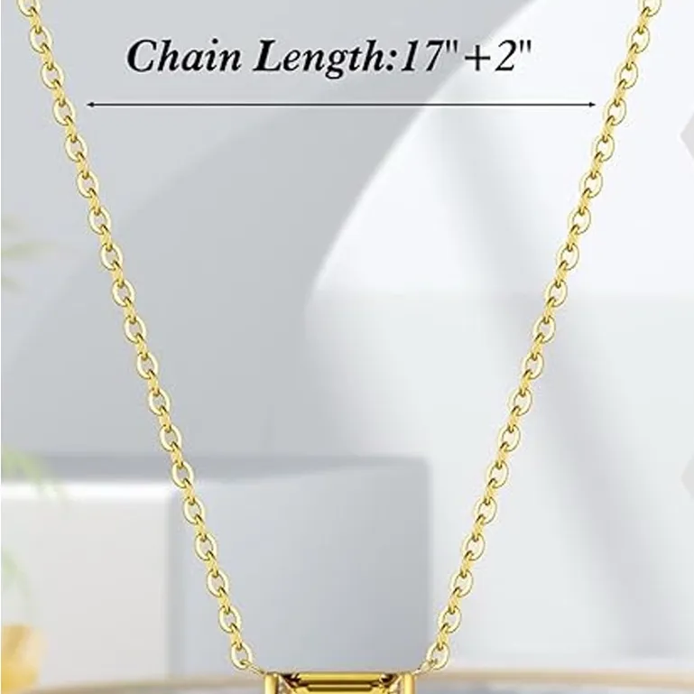 Citrine Baguette Dainty Necklace Gold - Image 4