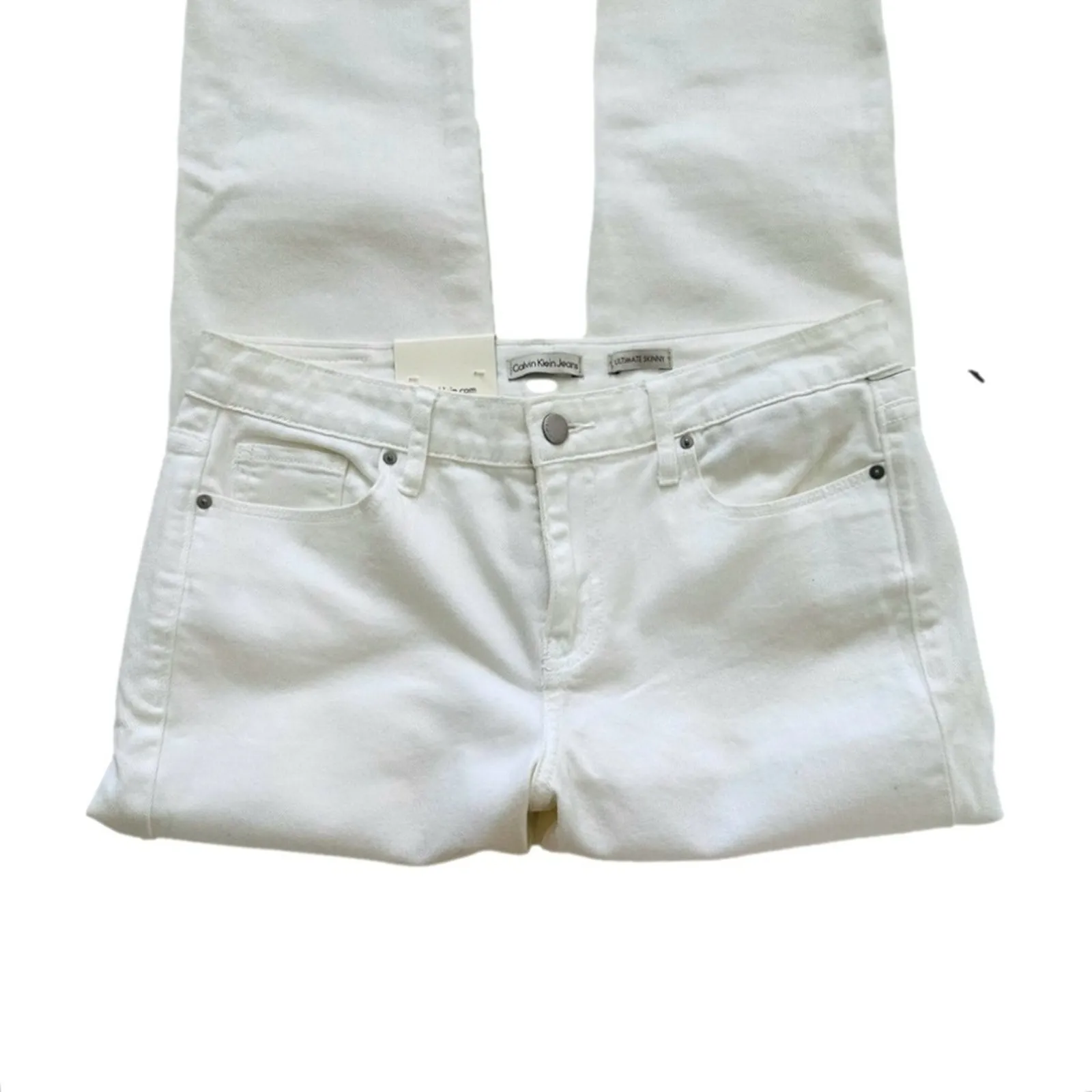 Calvin Klein Jeans White Mid Rise Stretch Ultimate Skinny Denim Jeans Size 8 NEW - Image 9