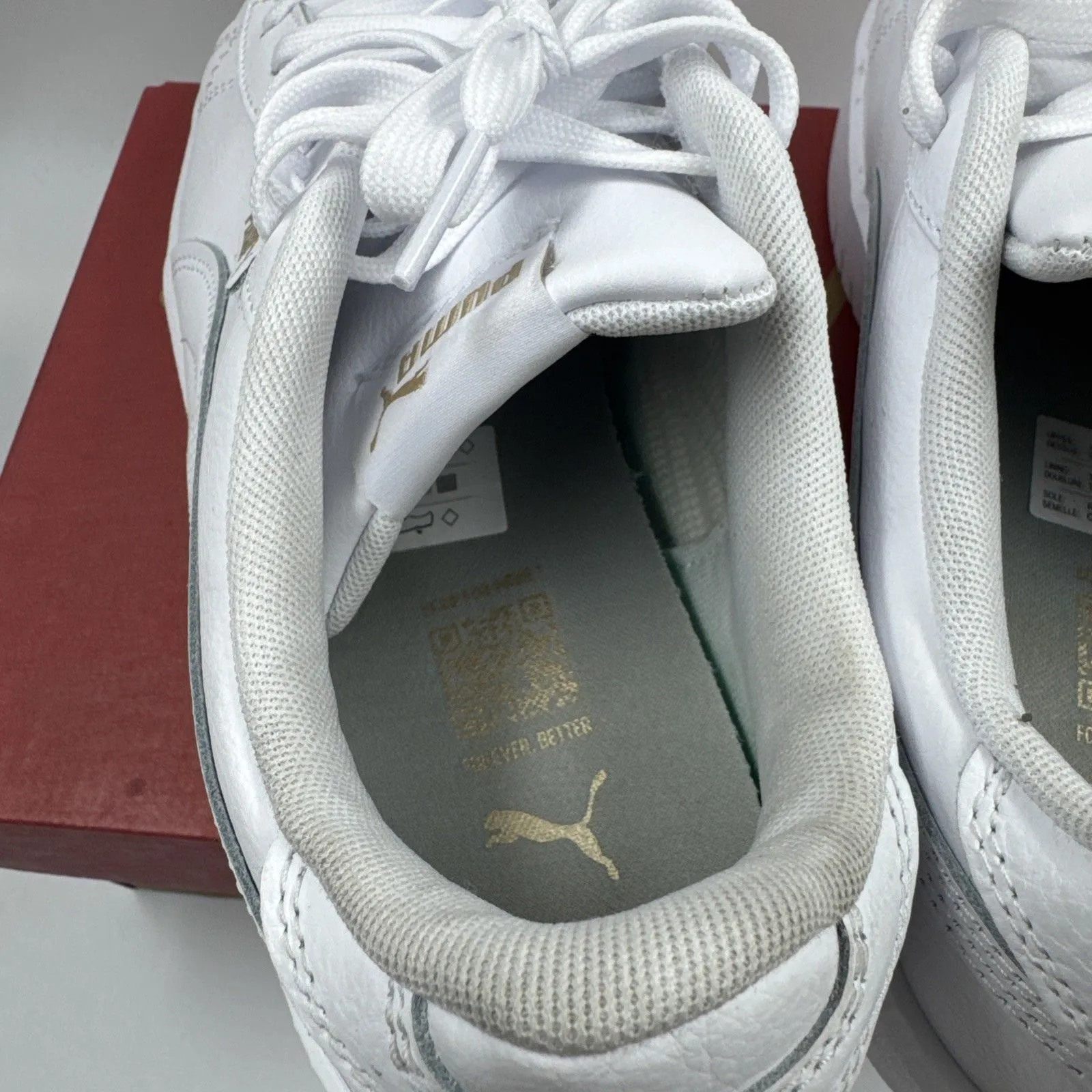 PUMA Court Sneaker, White, Women's Casual Low Top Leather Shoes Size 9 - Image 7