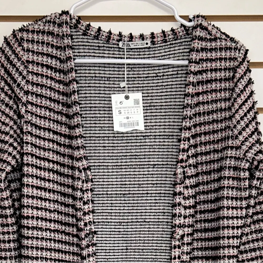 ZARA TEXTURED WEAVE Long Sleeve V-Neck Button Up Dress/Cardigan NWT Size Small - Image 6
