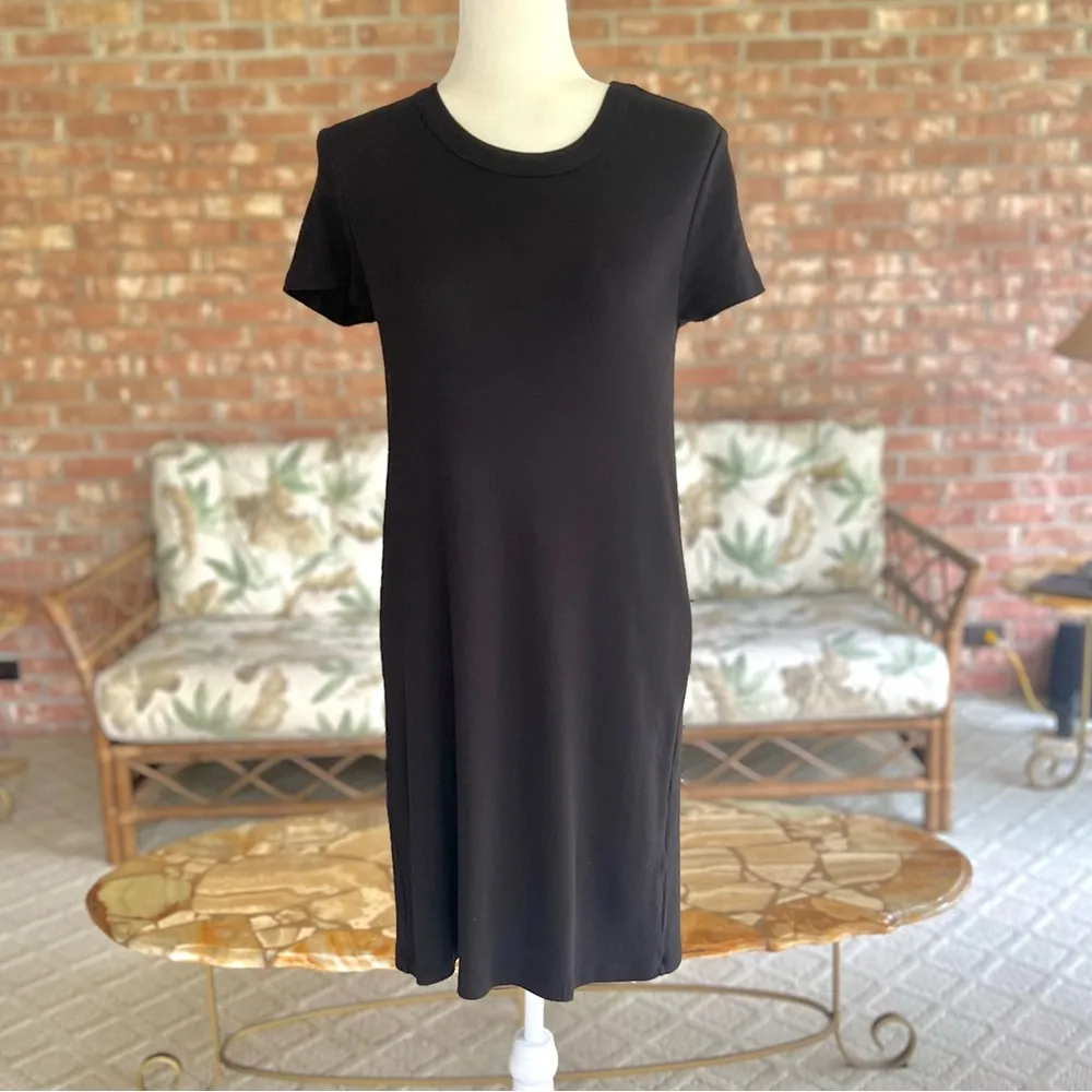 Michael Stars Dress Black Short Sleeve Knit Mini Shirt Sleeve Shift S Casual - Image 3