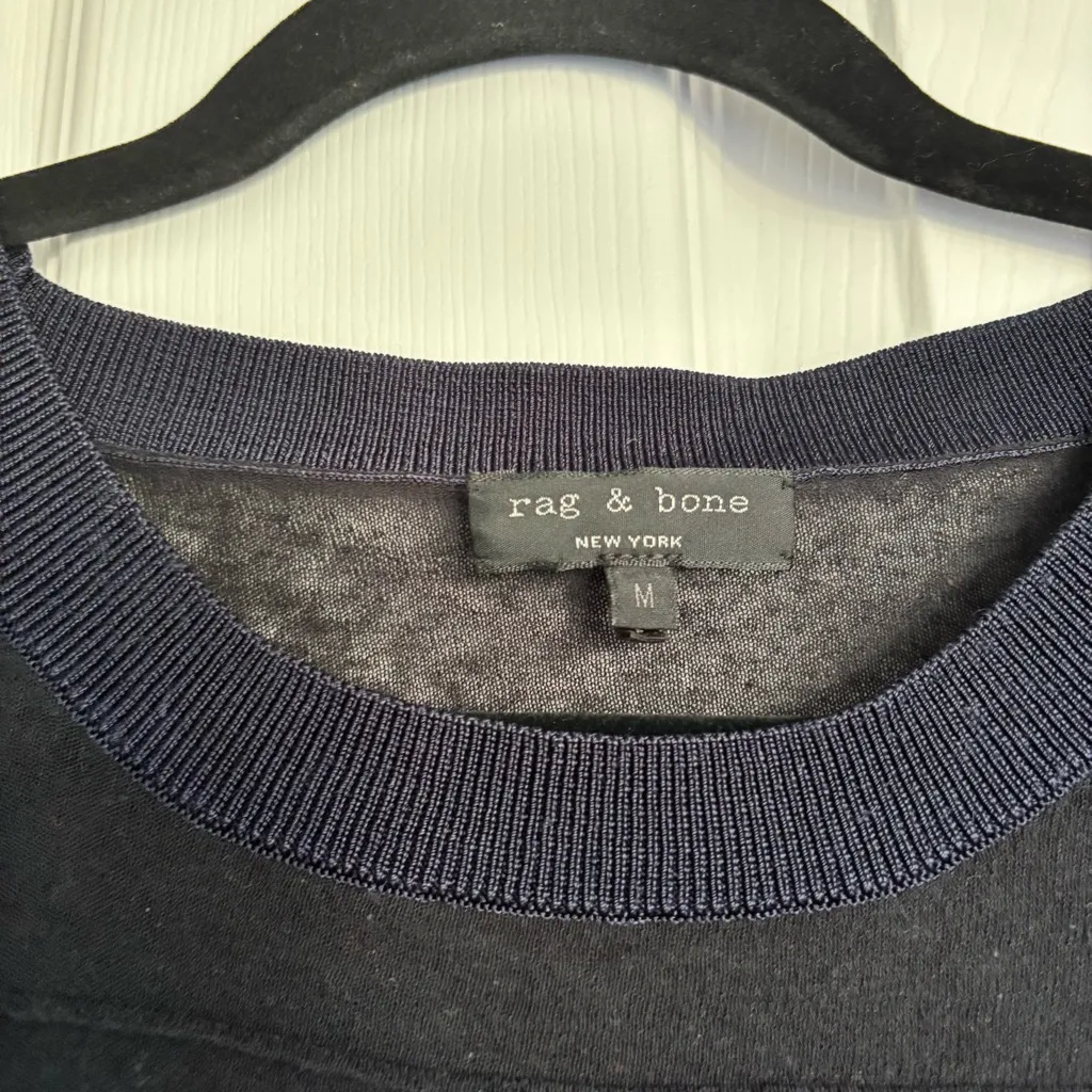 Women's Rag and Bone Oversized Sheer Shirt Black Navy Blue Size Medium - Image 2