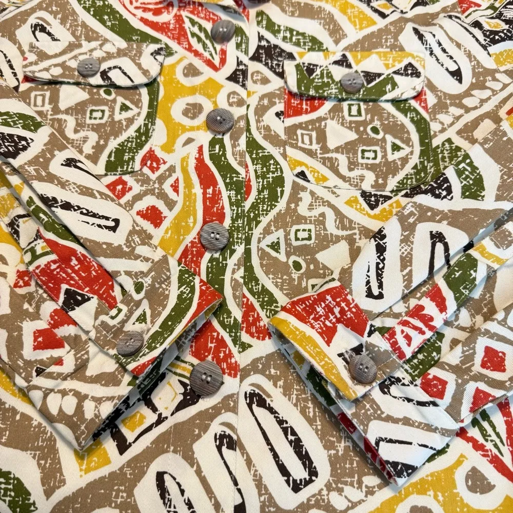 Vintage Breckenridge Artsy Button Down Jacket Top Women’s Medium Bold Abstract - Image 8