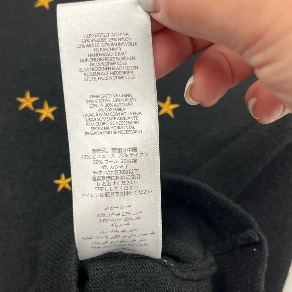 Equipment Nartelle Star Sweater Black Gold Star Pattern Embroidered Medium *FLAW - Image 6