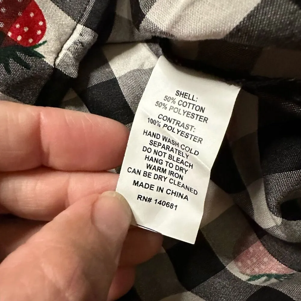 Unique Vintage NWT  cherry gingham blouse xl - Image 4